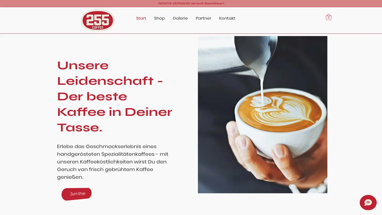 Website der 255 Coffee Roasters
