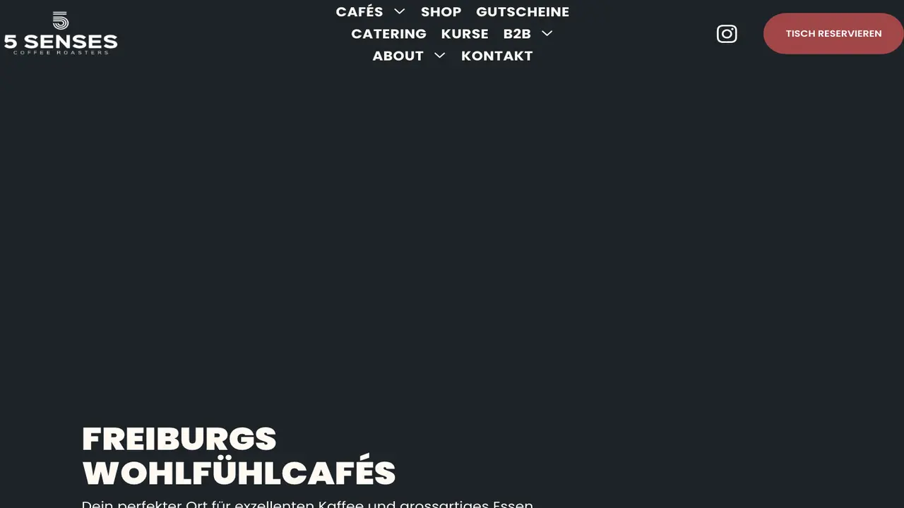 Website der 5 Senses Coffee
