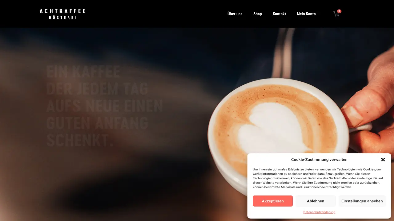 Website der Achtkaffee