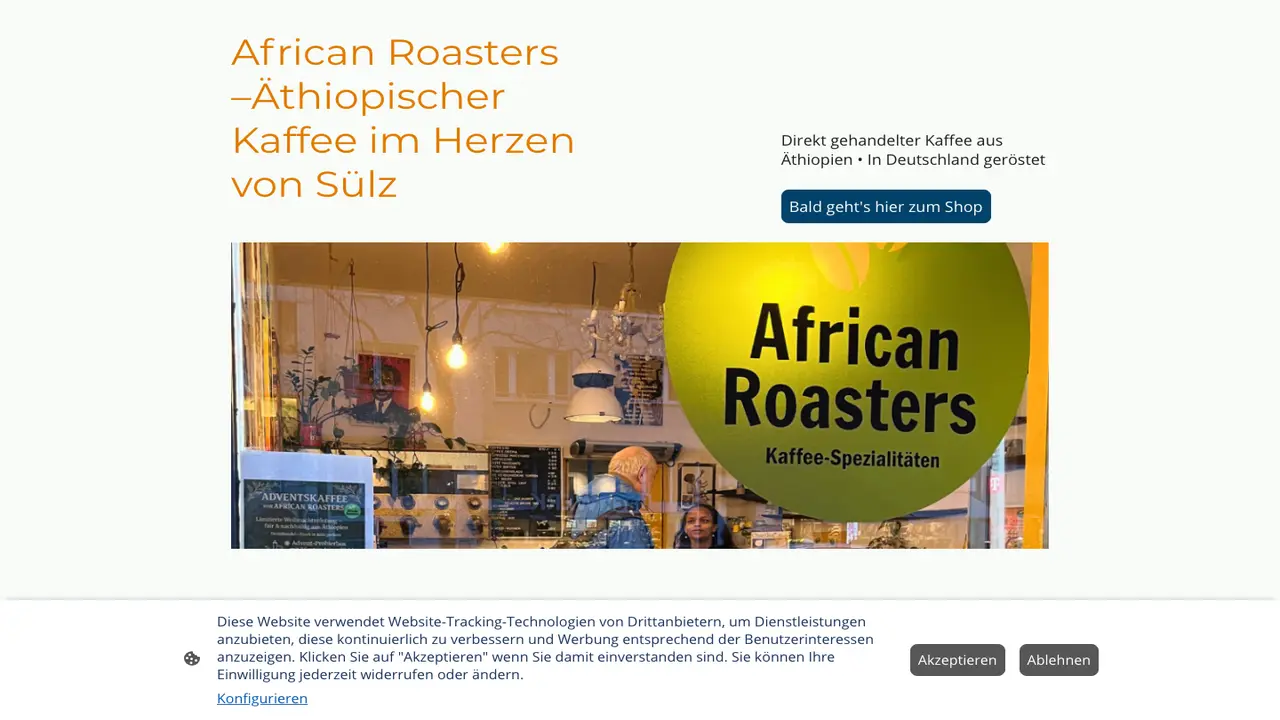 Website der African Roasters