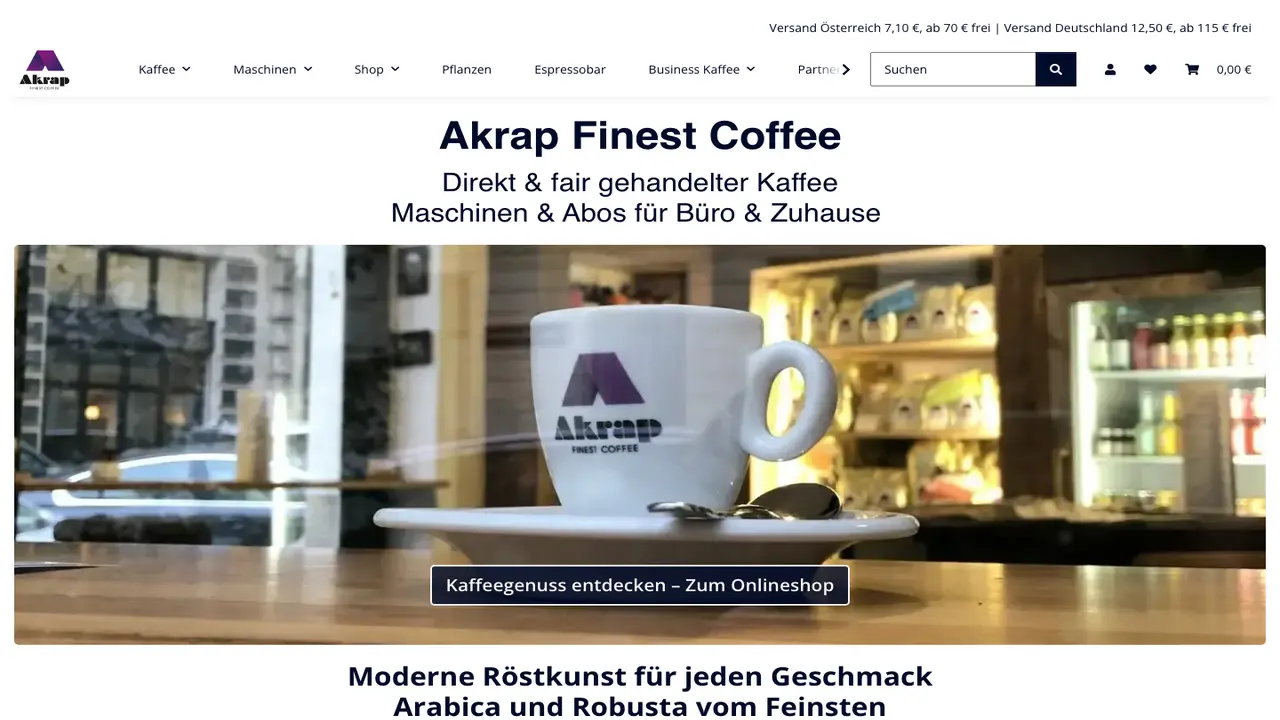 Website der Akrap Espressobar