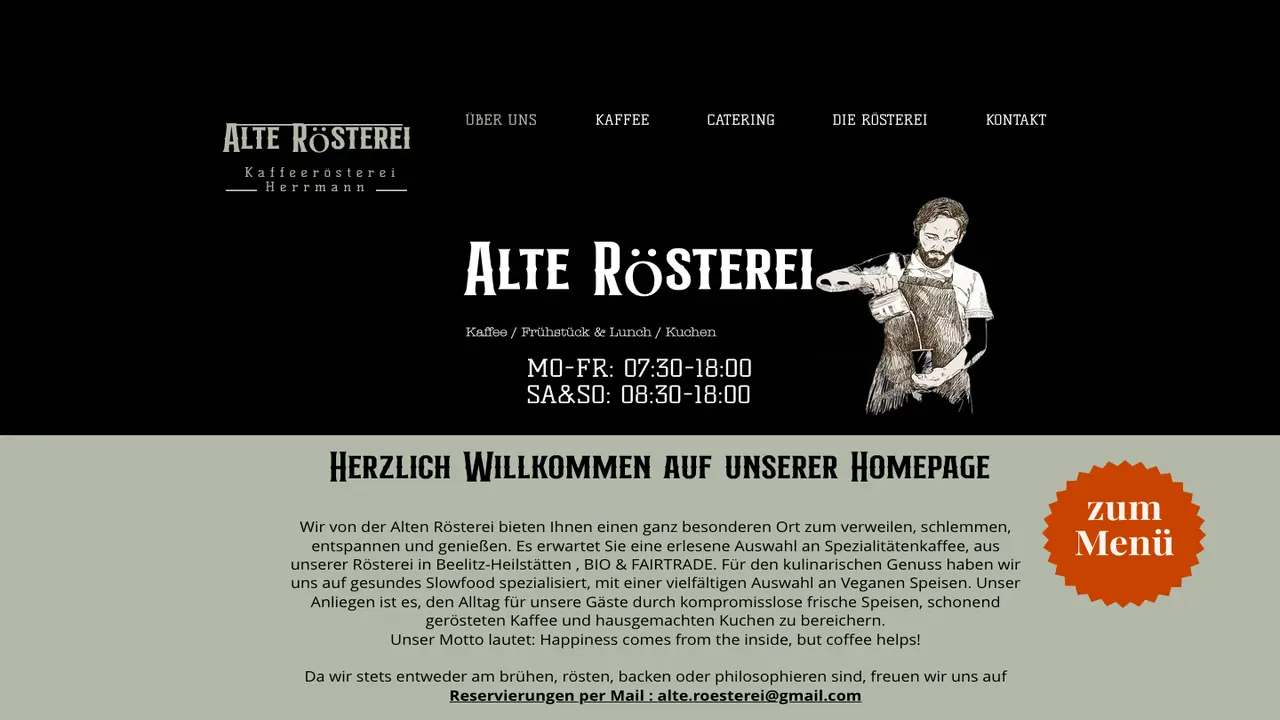 Website der Alte Rösterei