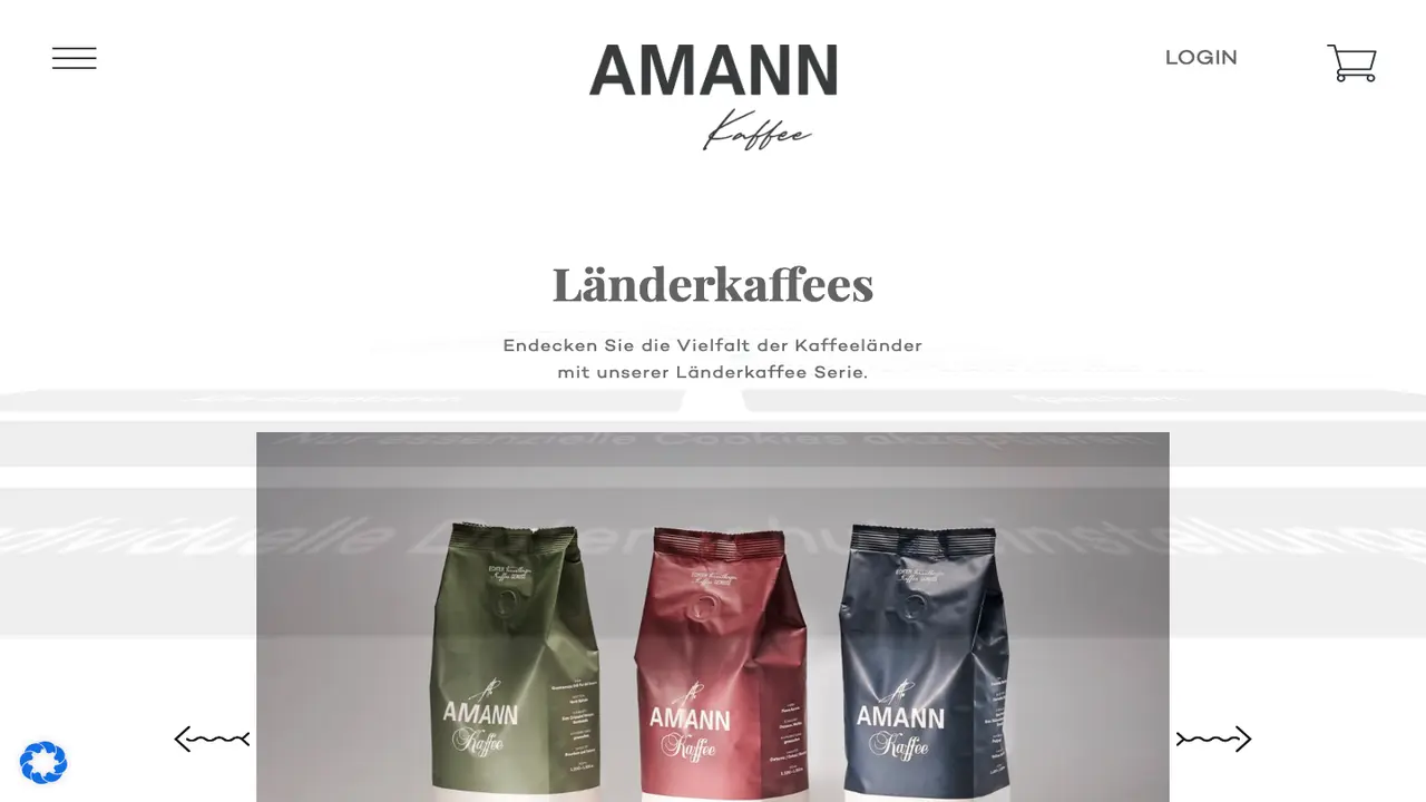 Website der Amann Kaffee GmbH