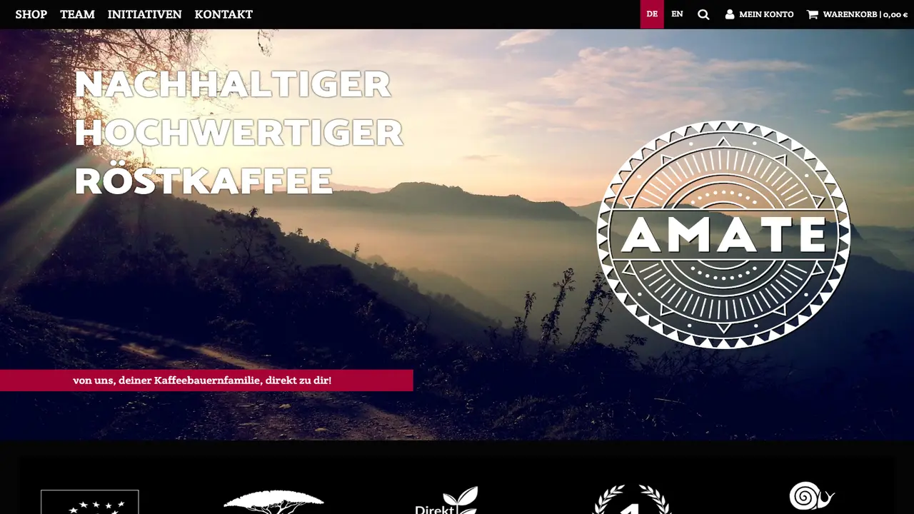 Website der AMATE Coffee Farm