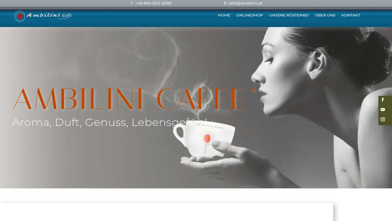 Website der Ambilini Caffè Kaffeerösterei