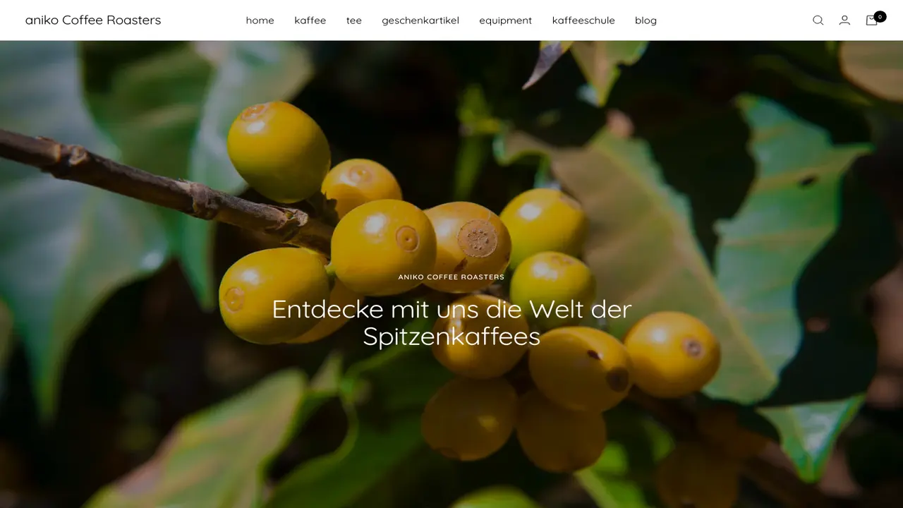 Website der aniko Coffee Roasters