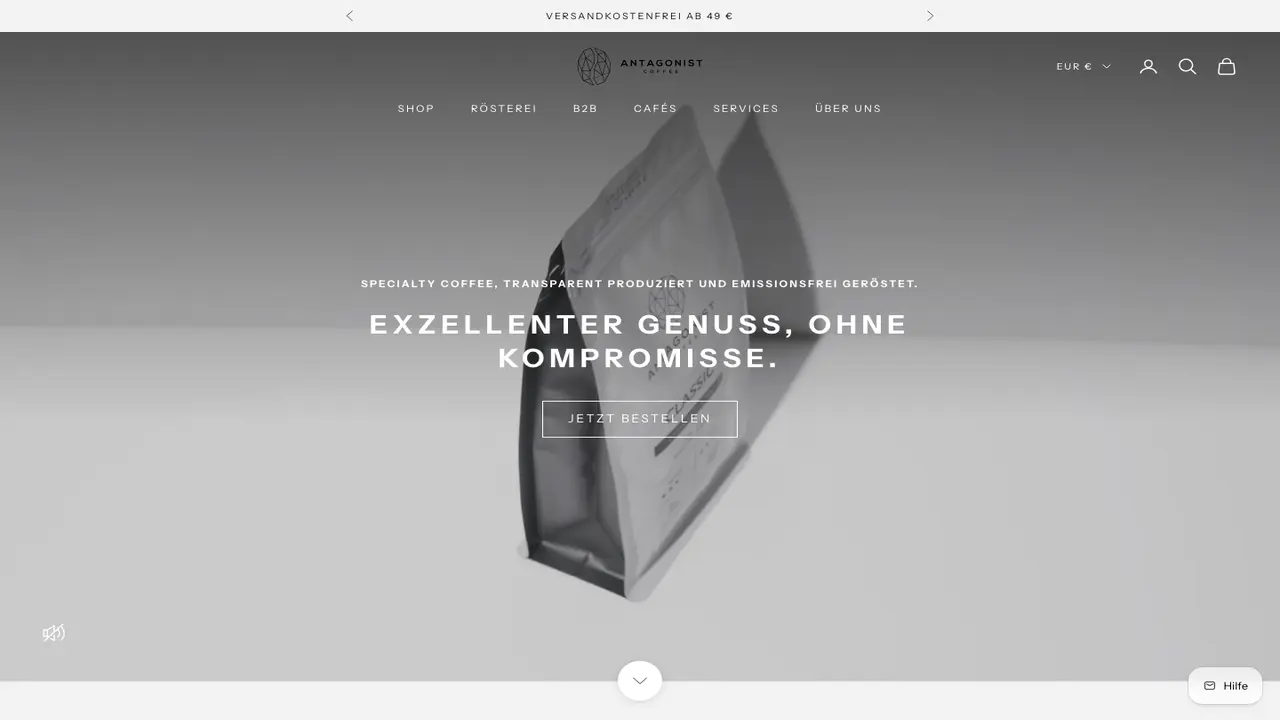Website der ANTAGONIST COFFEE I Kaffee Rösterei