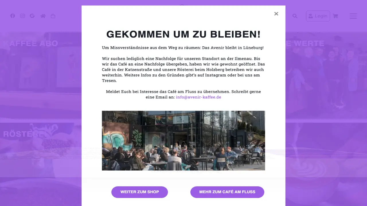 Website der Avenir am Fluss