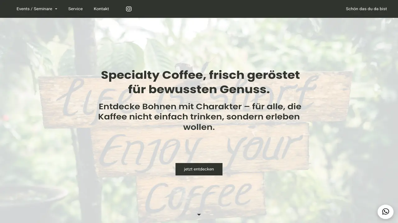 Website der Baar Roaster - Specialty Coffee