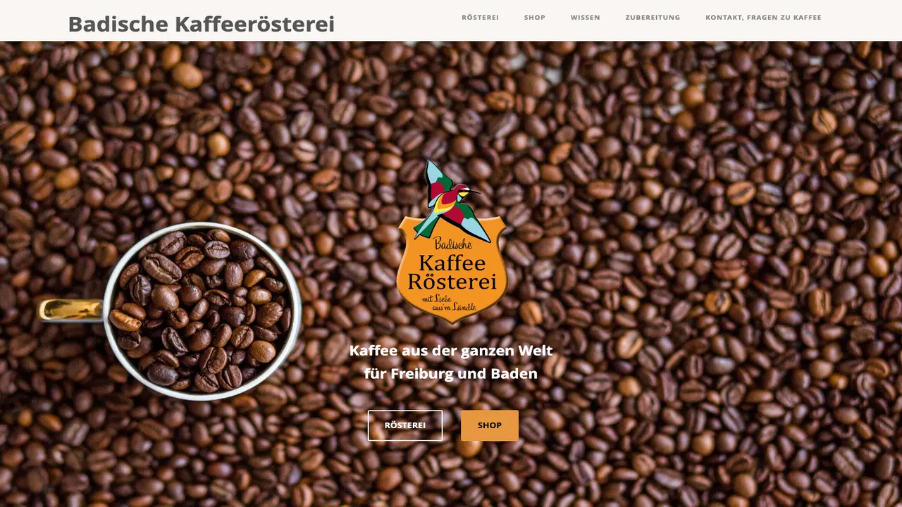 Website der Badische Kaffeerösterei