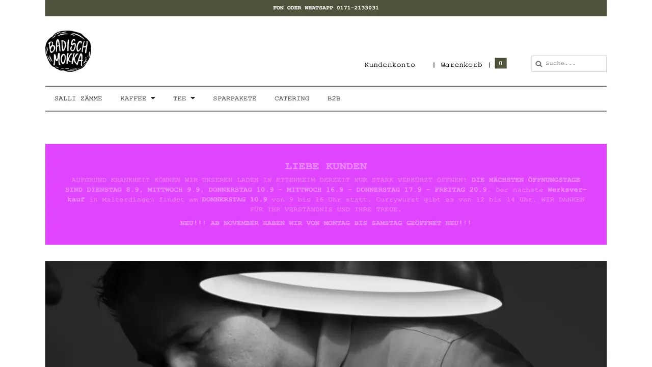 Website der Badischmokka Die Kaffeerösterei