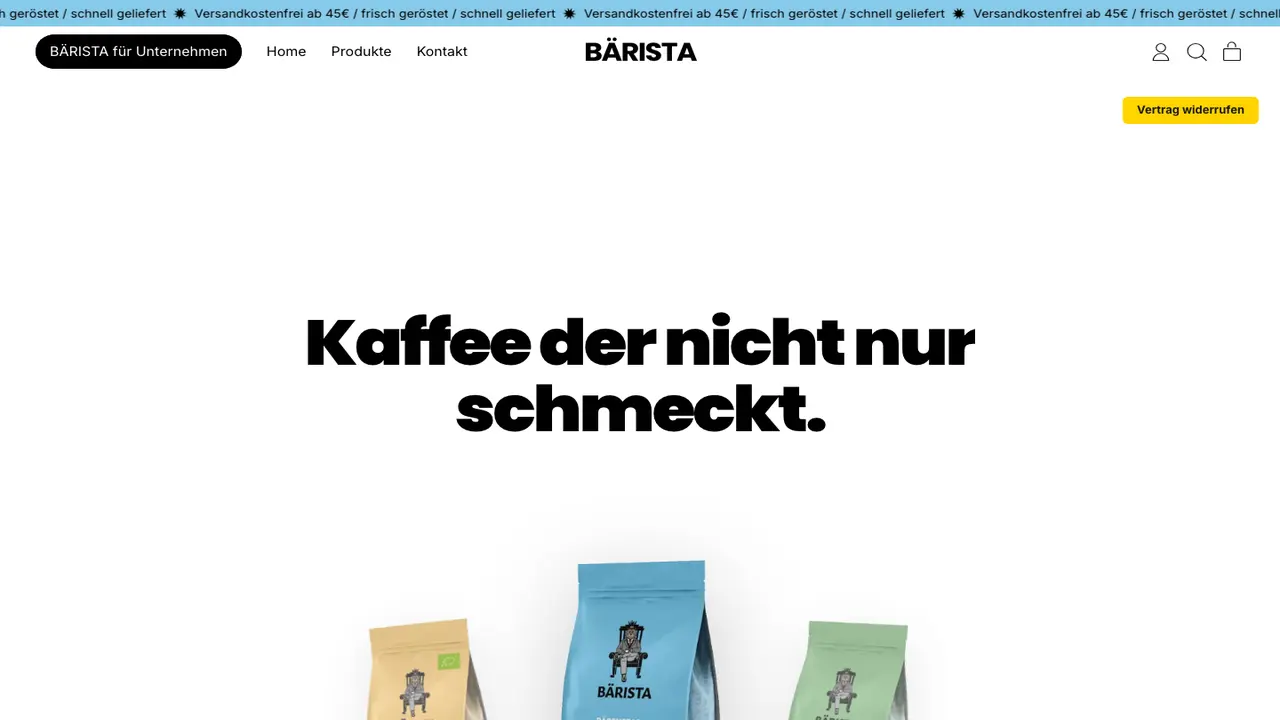 Website der Baerista Kaffeemanufaktur GmbH