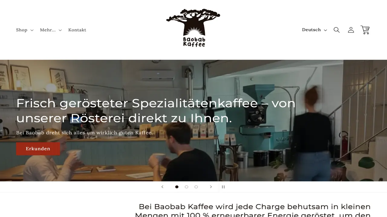 Website der Baobab Kaffee