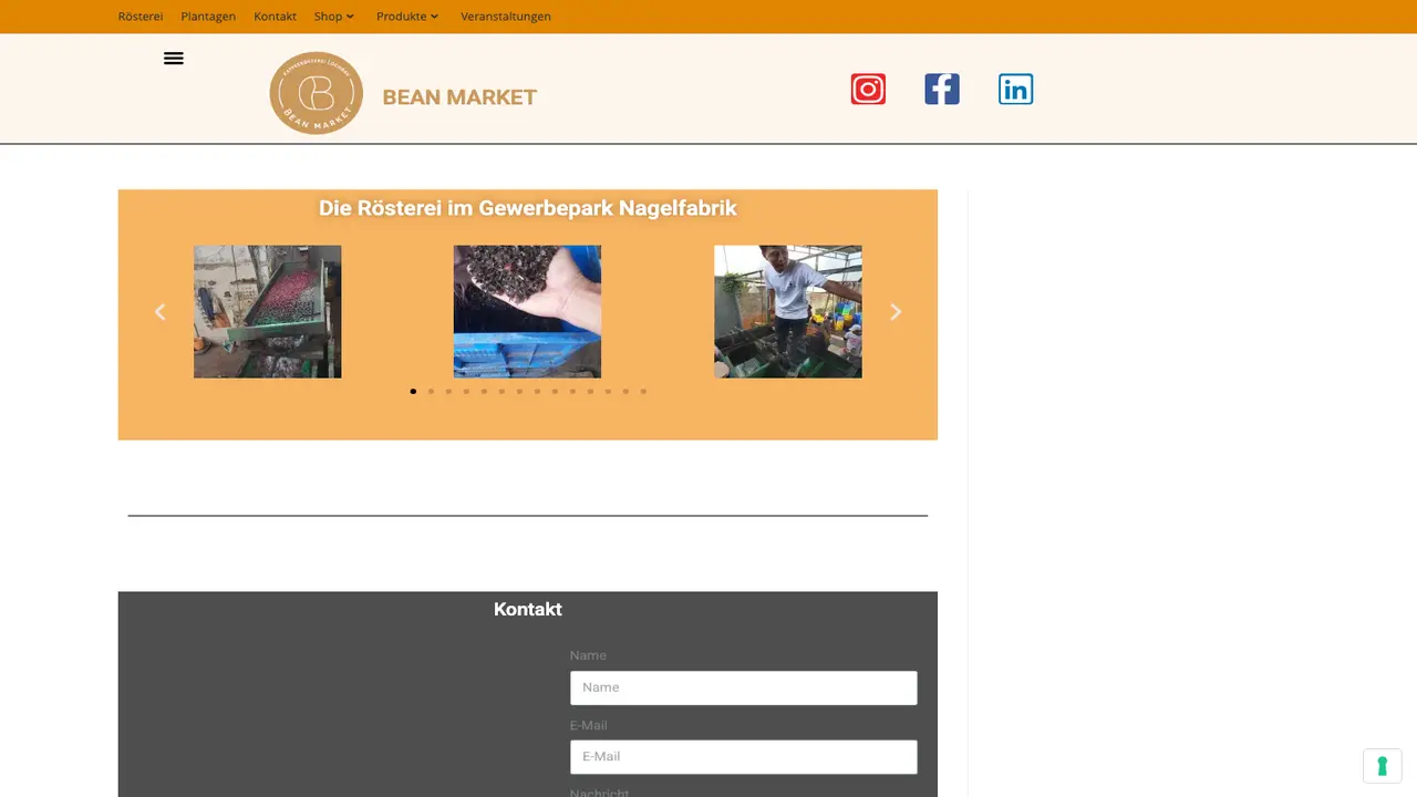 Website der Bean Market
