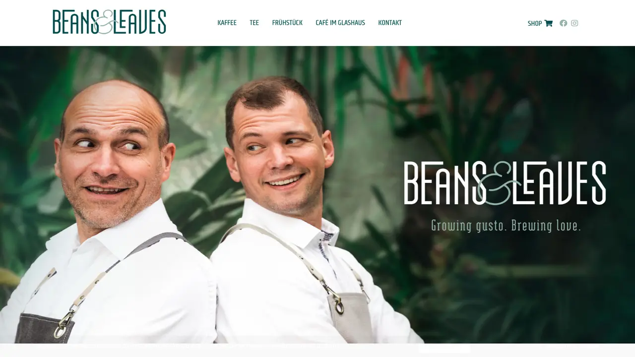 Website der Beans & Leaves Kaffeemanufaktur GmbH