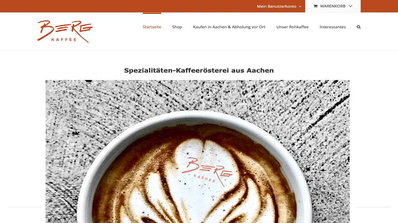 Website der Berg Kaffee Kaffeerösterei