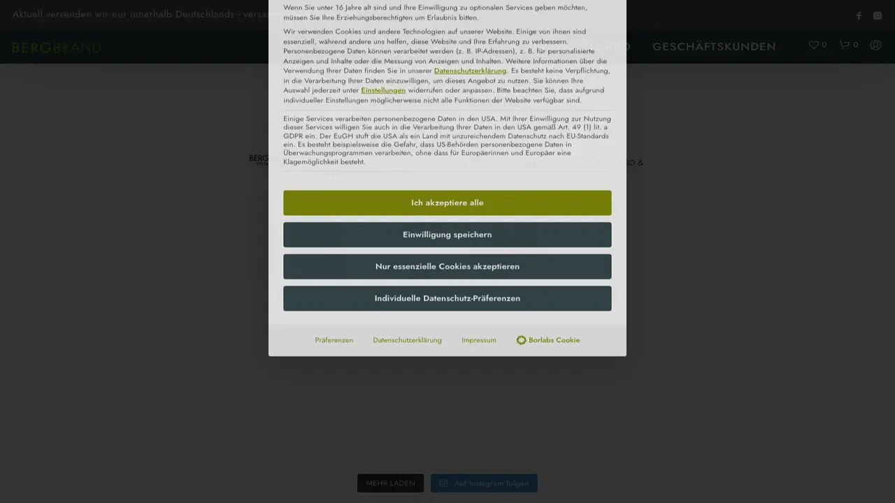 Website der BERGBRAND Kaffeerösterei & -bar