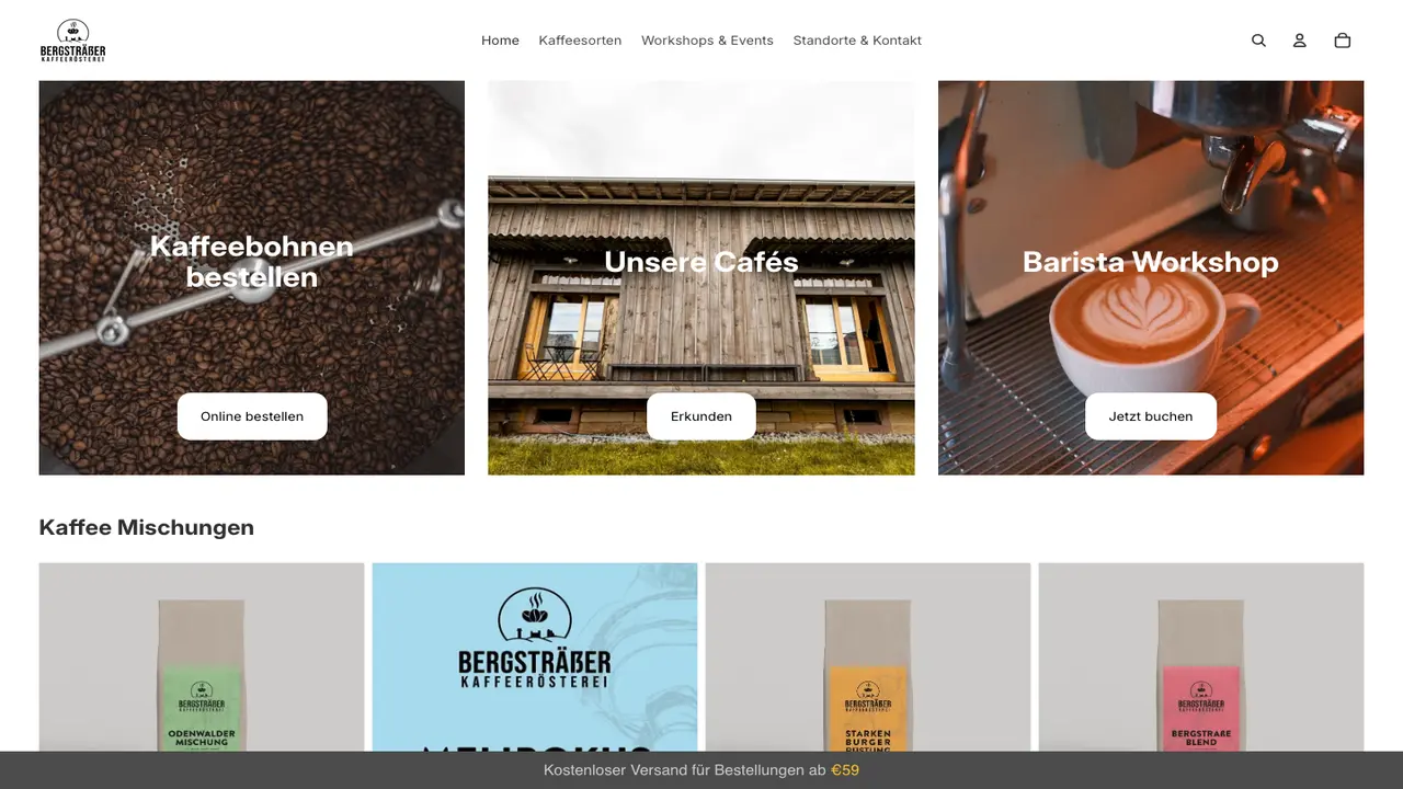 Website der Bergsträßer Kaffeerösterei