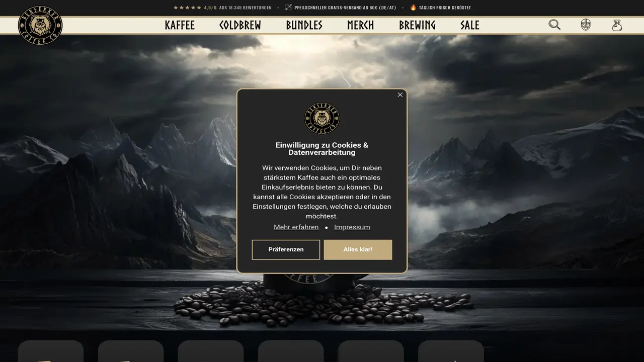 Website der Berserker Coffee Co. ®
