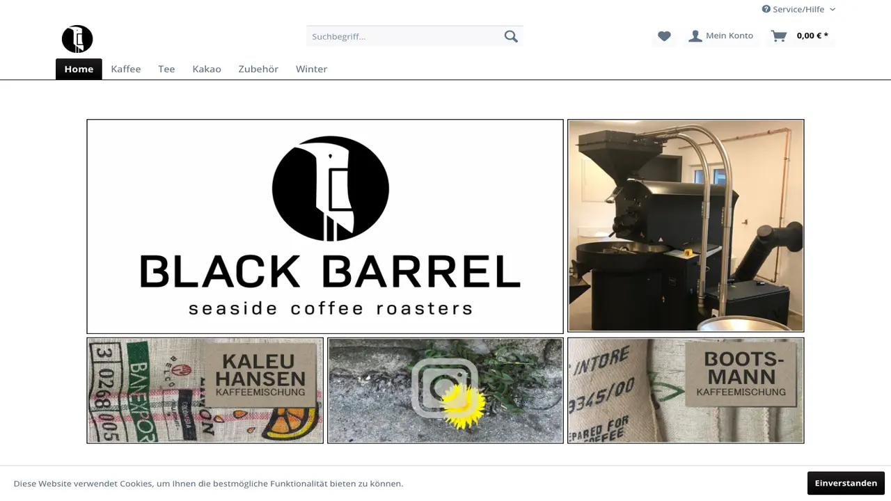 Website der BLACKBARREL seaside coffee roasters
