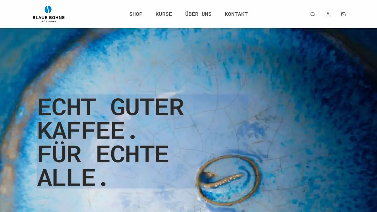 Website der Blaue Bohne Rösterei