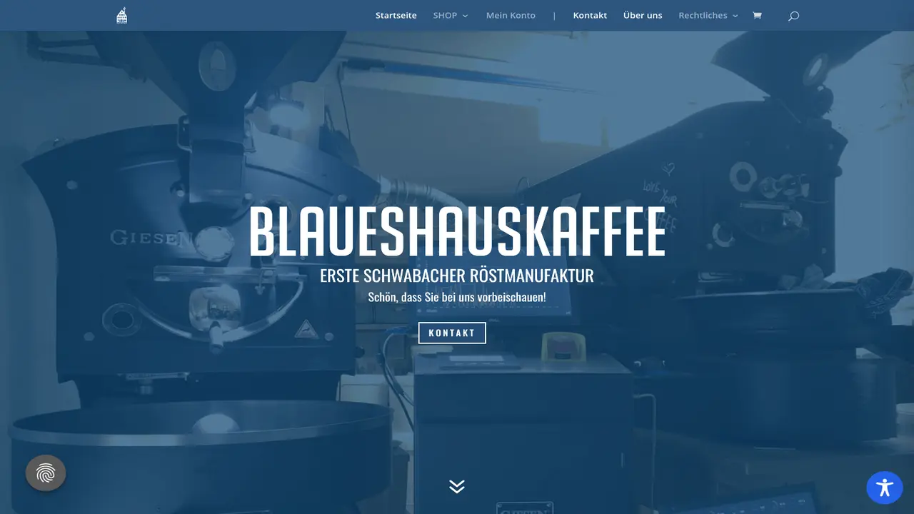 Website der BLAUES HAUS KAFFEE - Rösterei