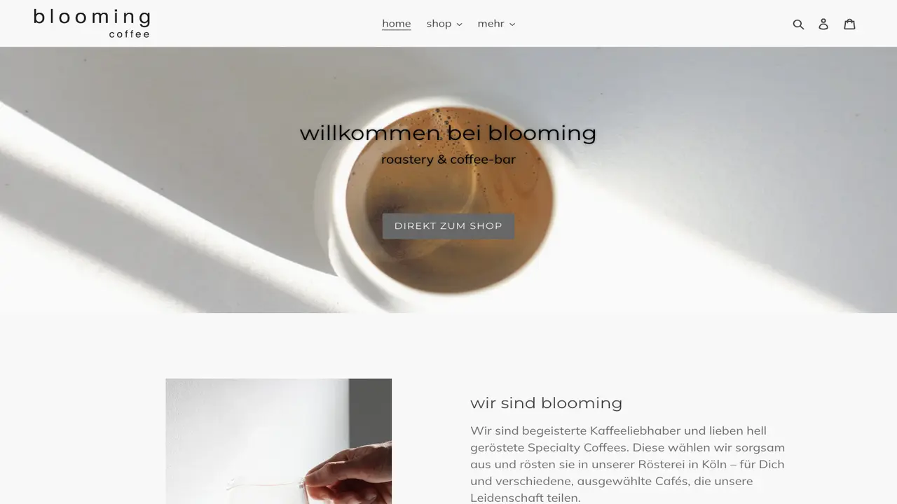 Website der blooming coffee roastery - lab & werksverkauf
