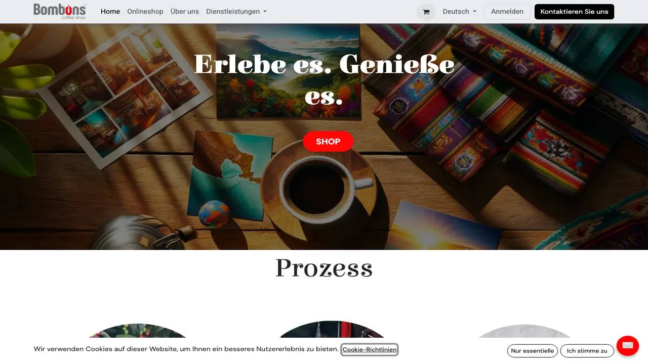 Website der Bombons Coffee | Rösterei & Espressobar