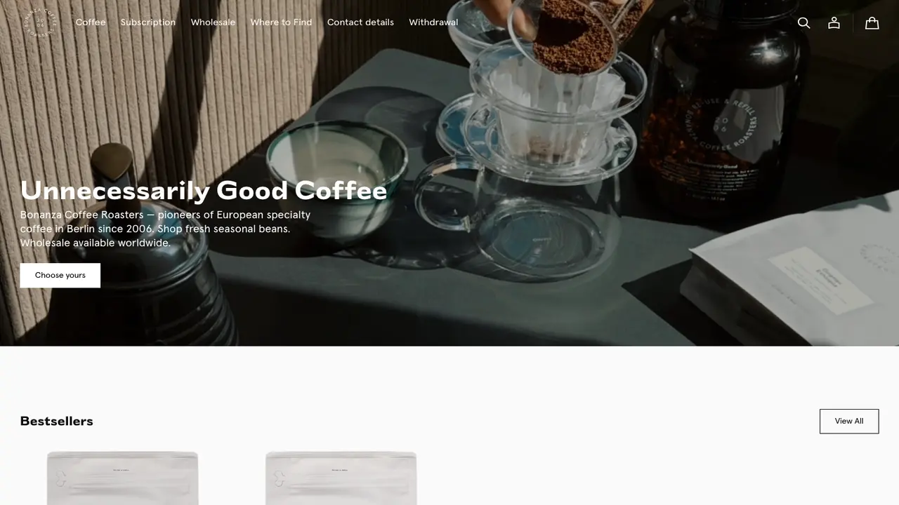 Website der Bonanza Coffee Roasters