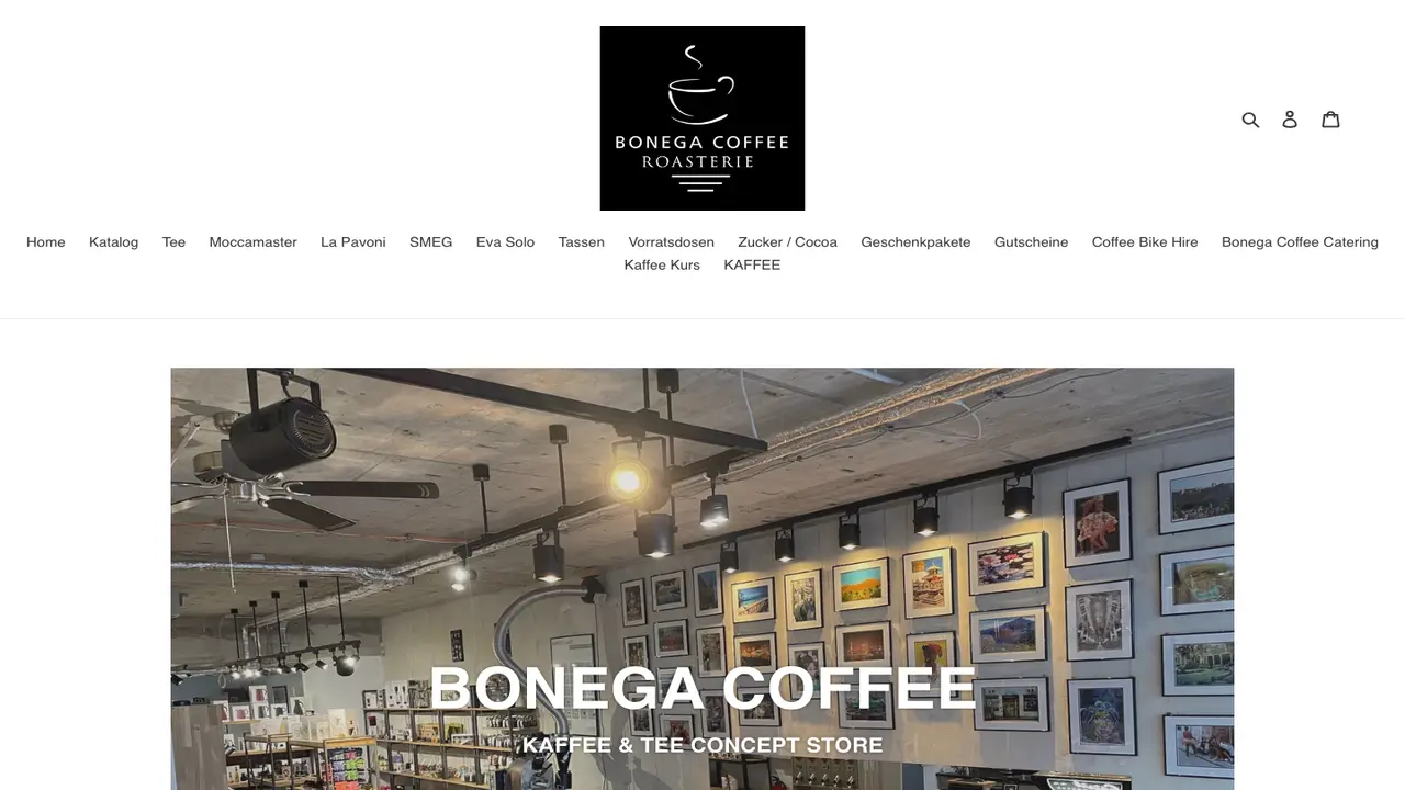 Website der Bonega Coffee
