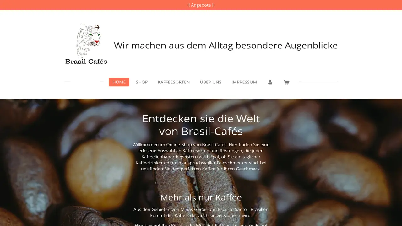 Website der Brasil Cafés