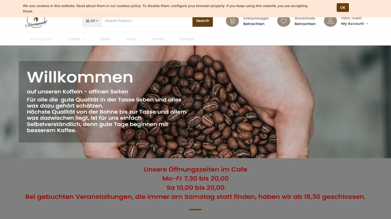 Website der Brennpunkt coffee competence