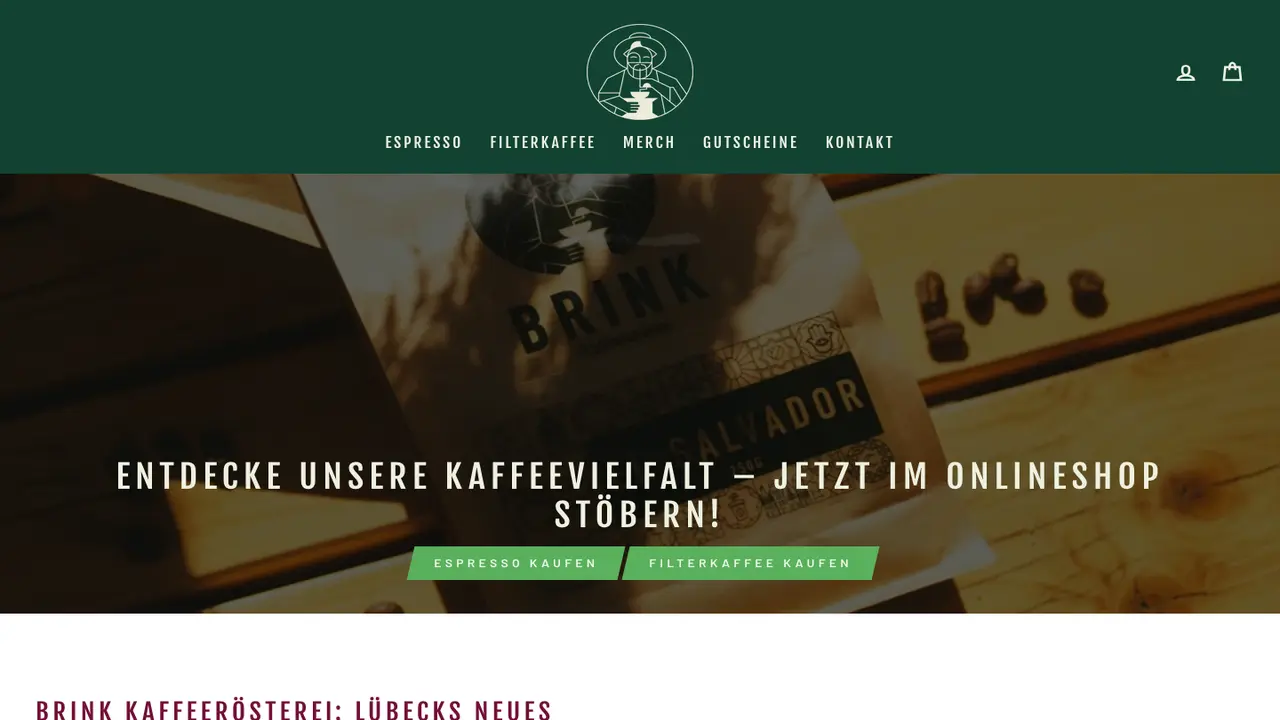 Website der Brink Kaffeerösterei