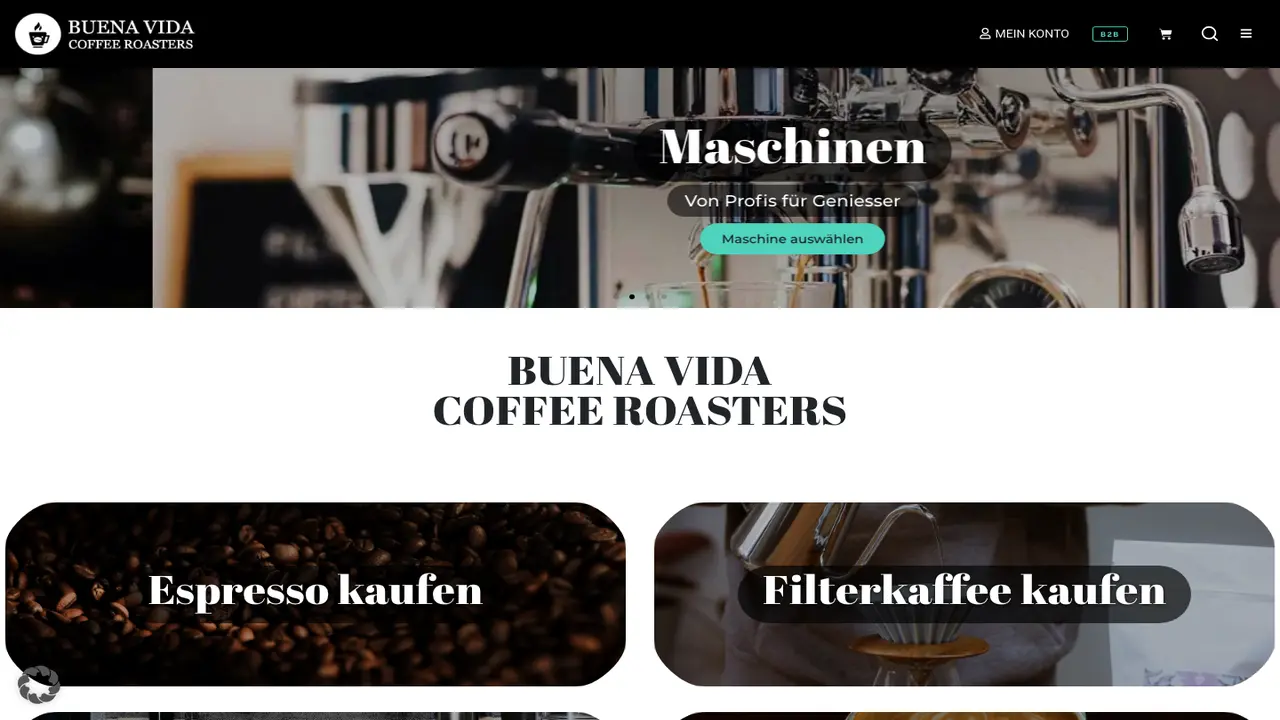 Website der Buena Vida Coffee Roasters