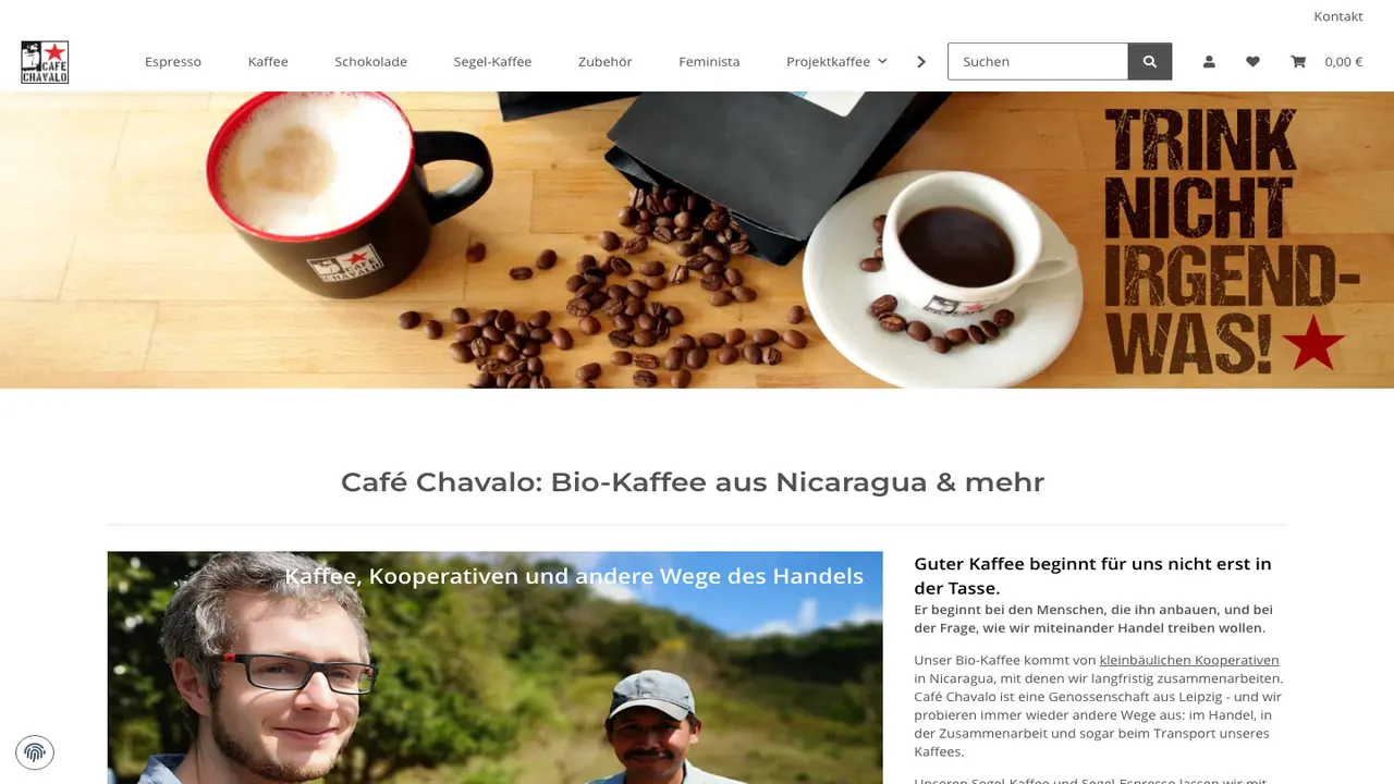 Website der Café Chavalo