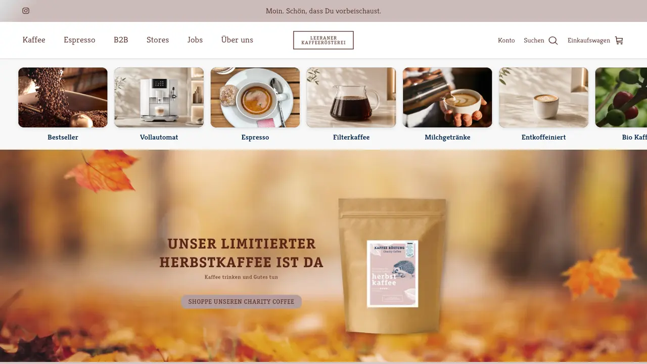 Website der Café Mühlenstraße - Kaffeerösterei Baum
