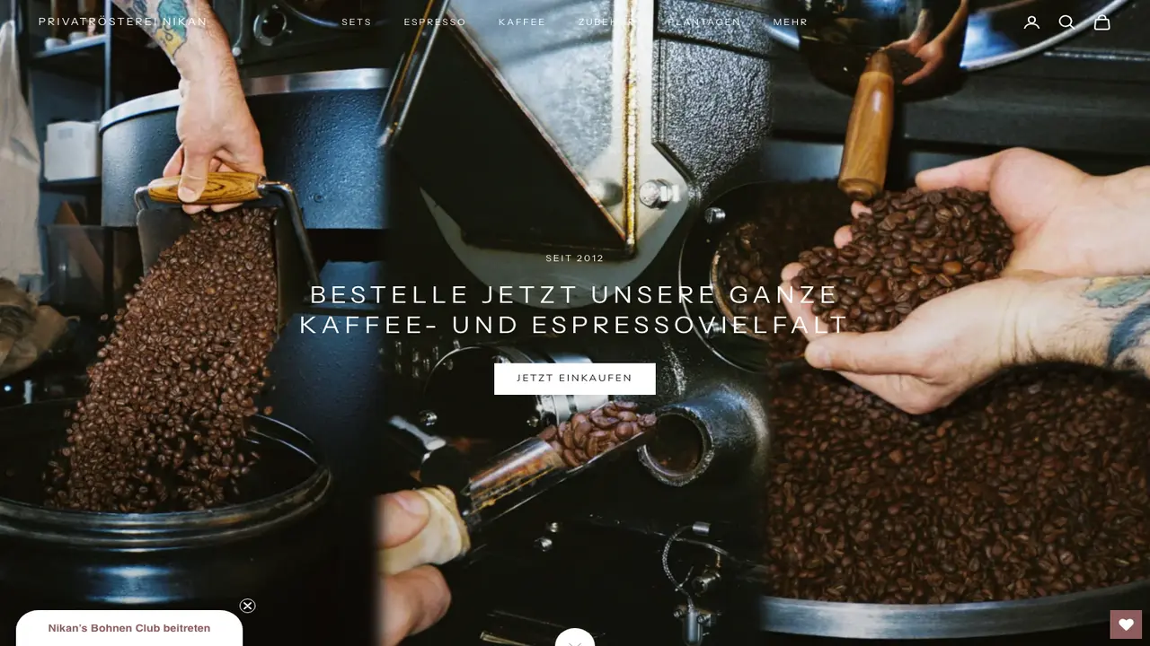 Website der Café Nikan