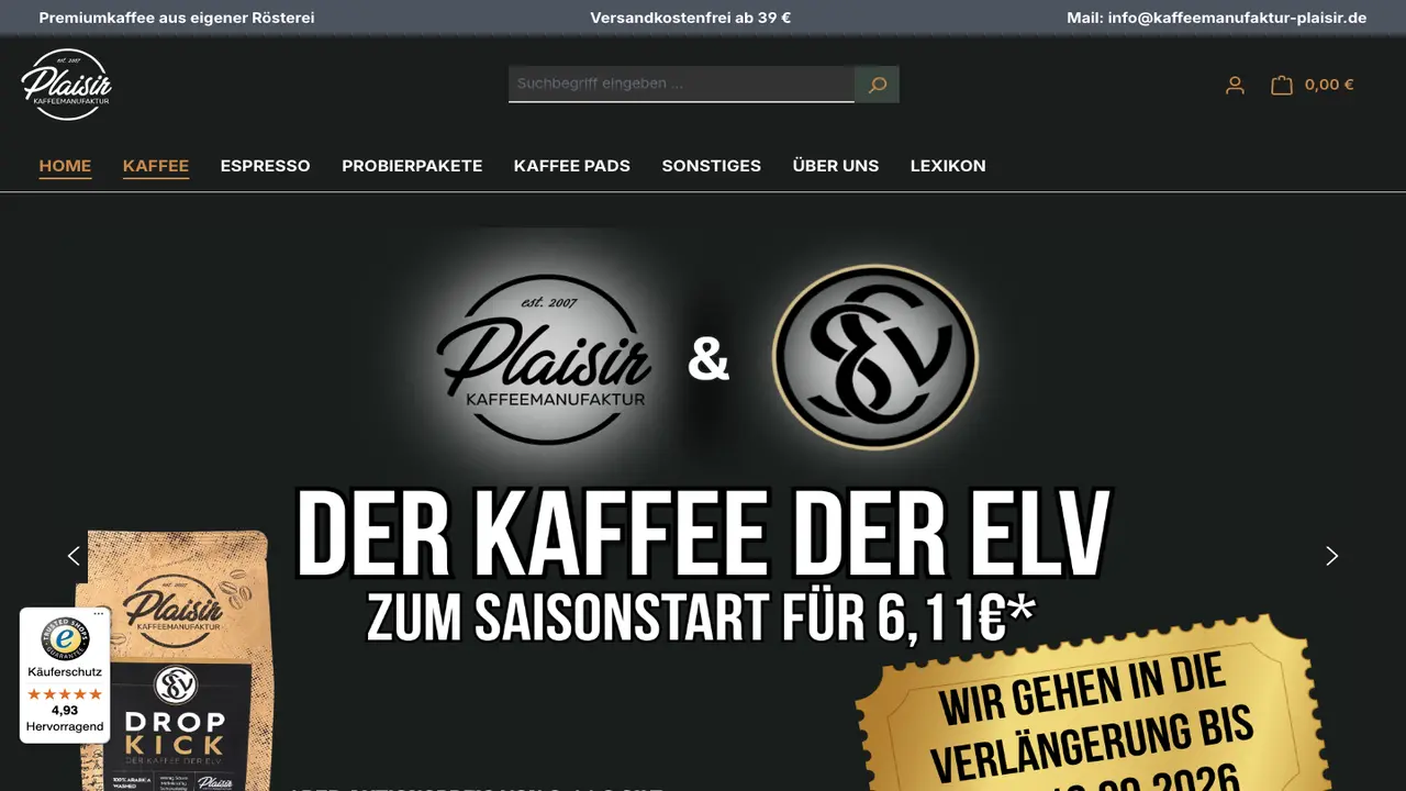 Website der Café Plaisir