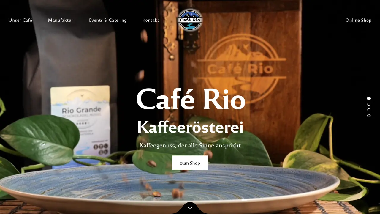 Website der Café Rio Kaffeerösterei