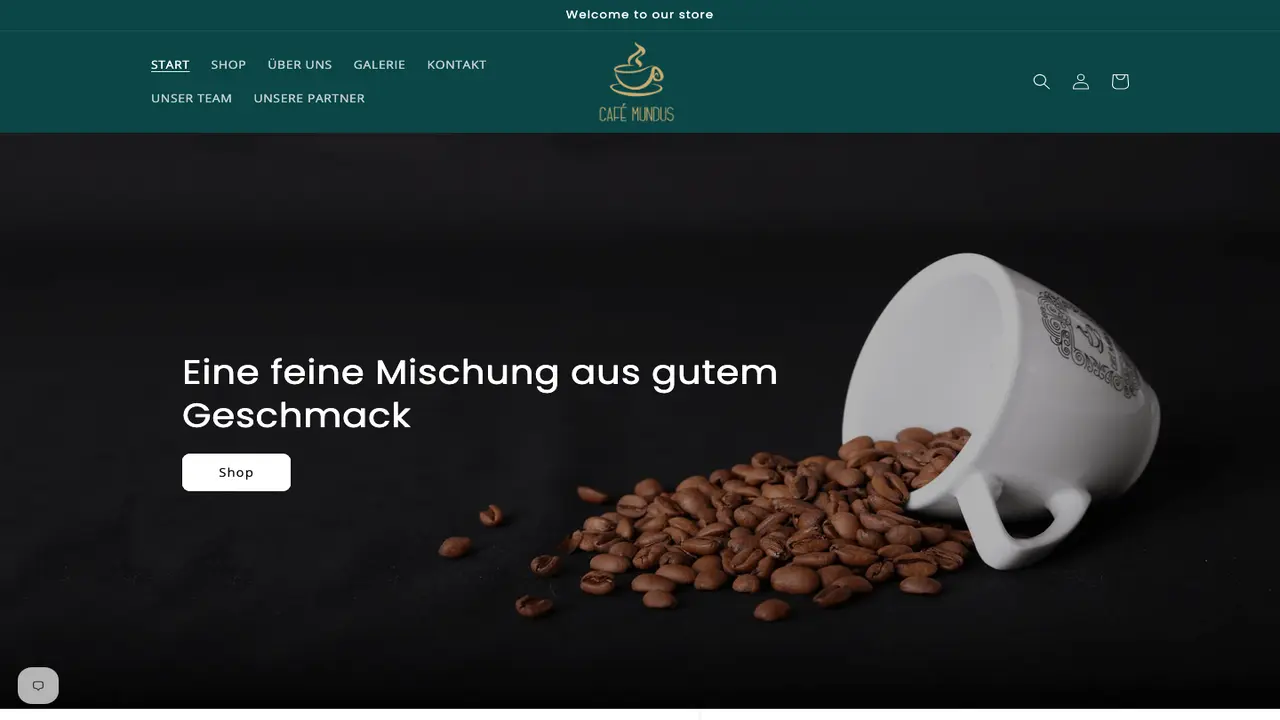 Website der Café & Rösterei Mundus