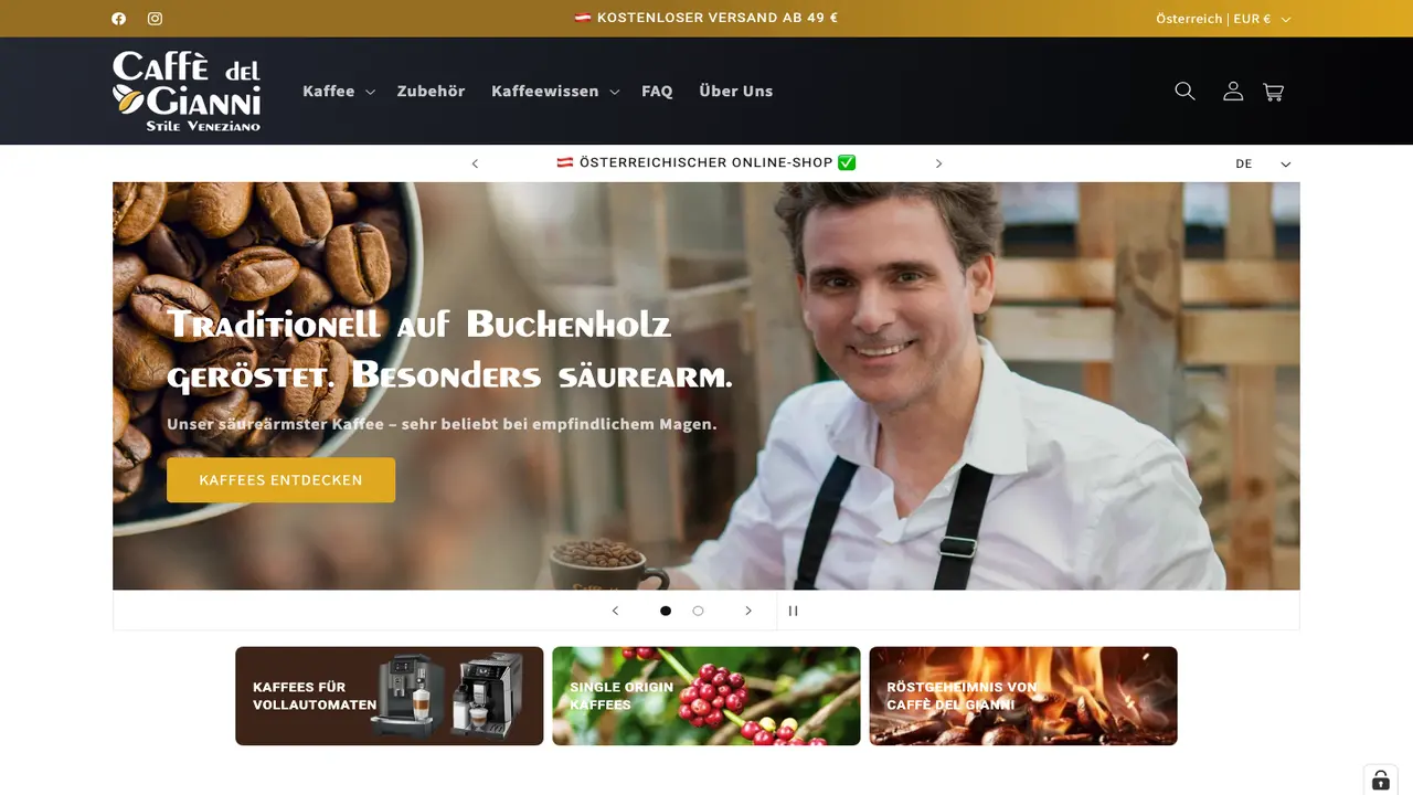 Website der Caffè del Gianni