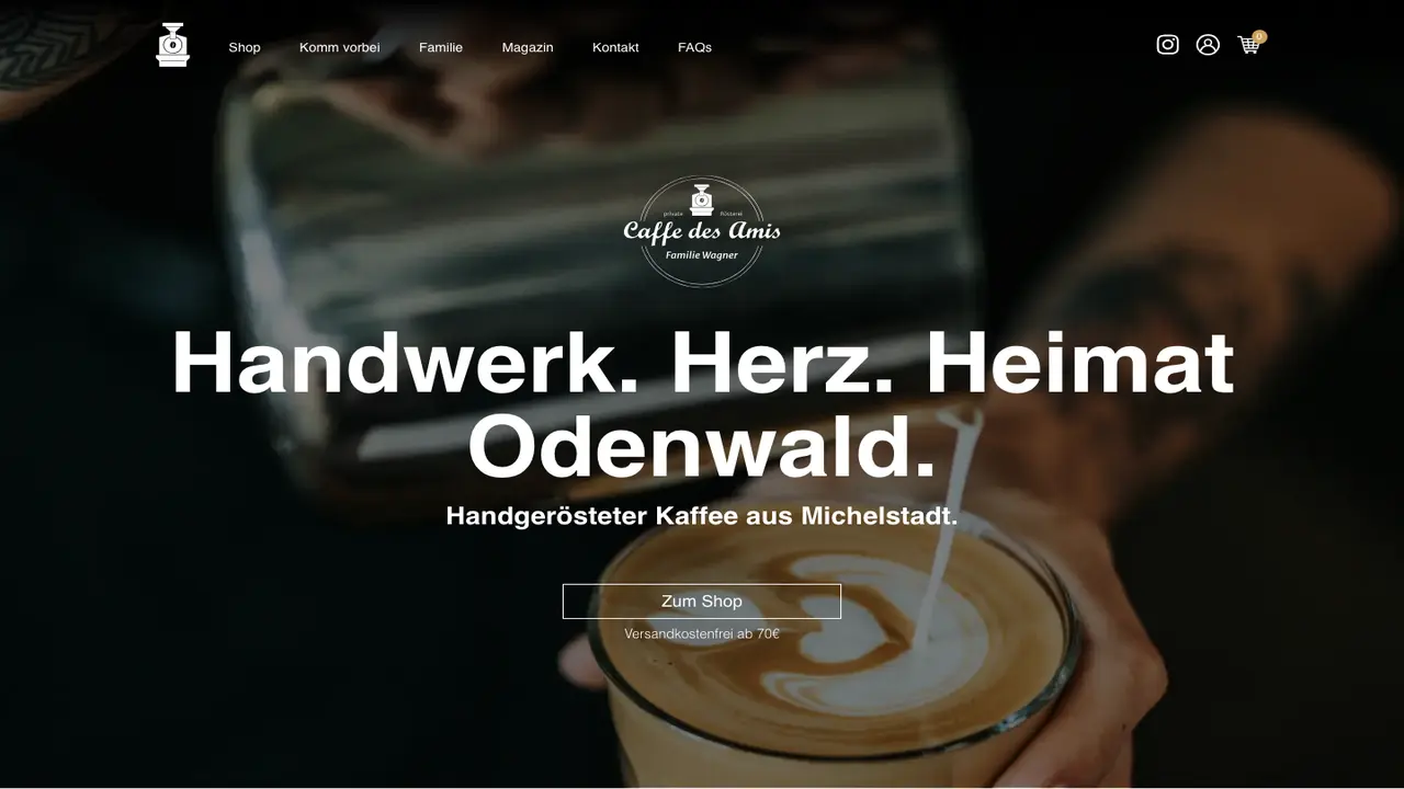 Website der Caffe des Amis