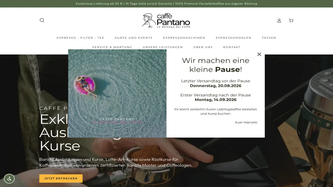 Website der CAFFÈ PANTANO®