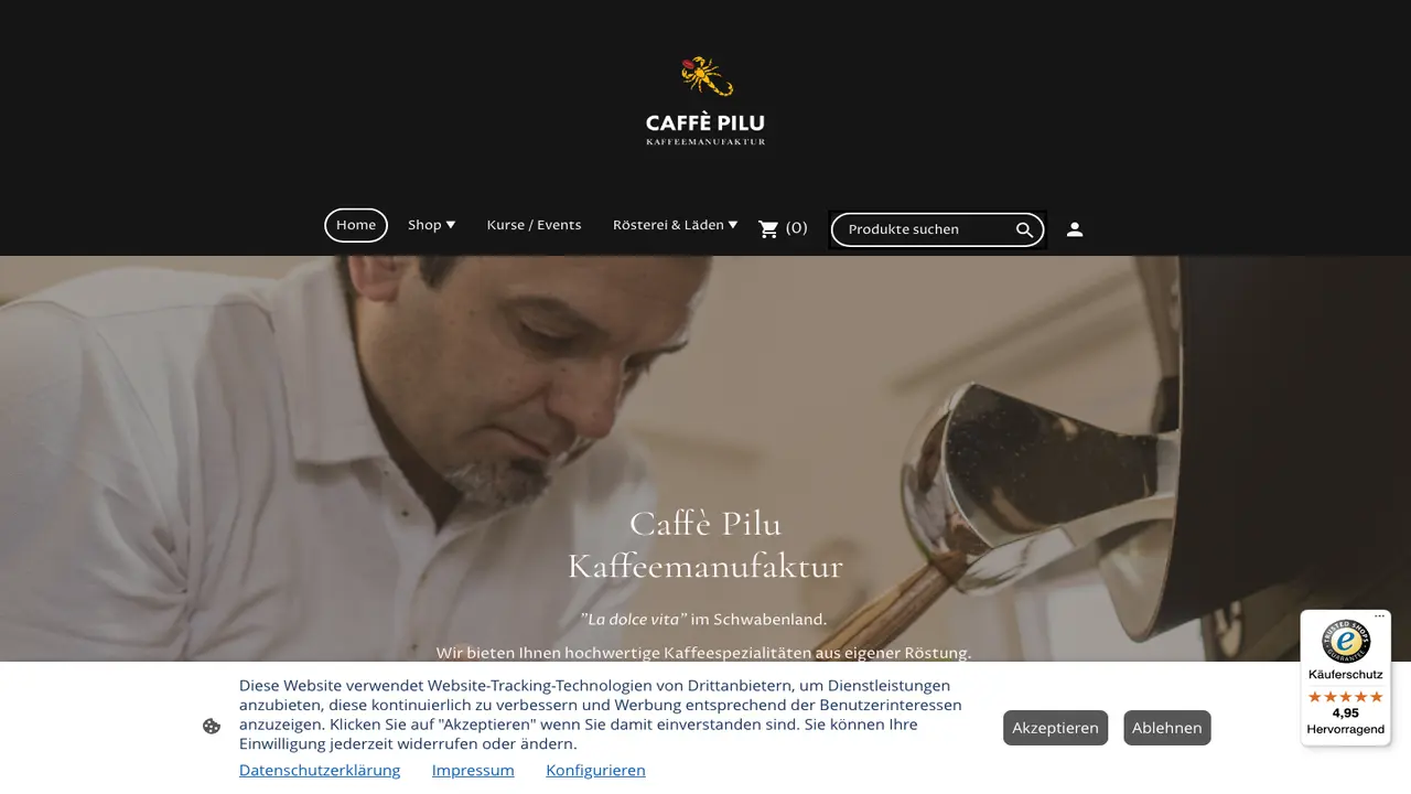 Website der Caffè Pilu