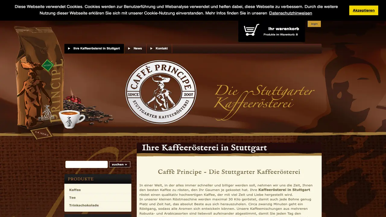 Website der Caffè Principe