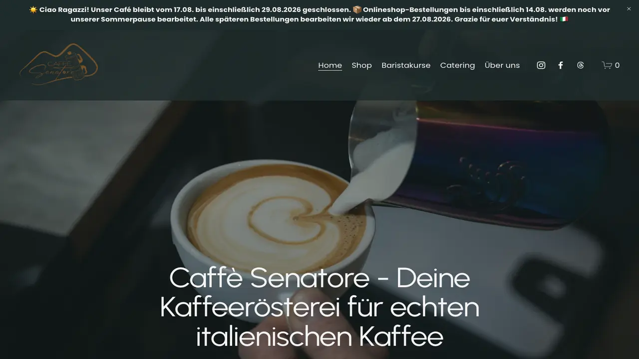 Website der Caffè Senatore