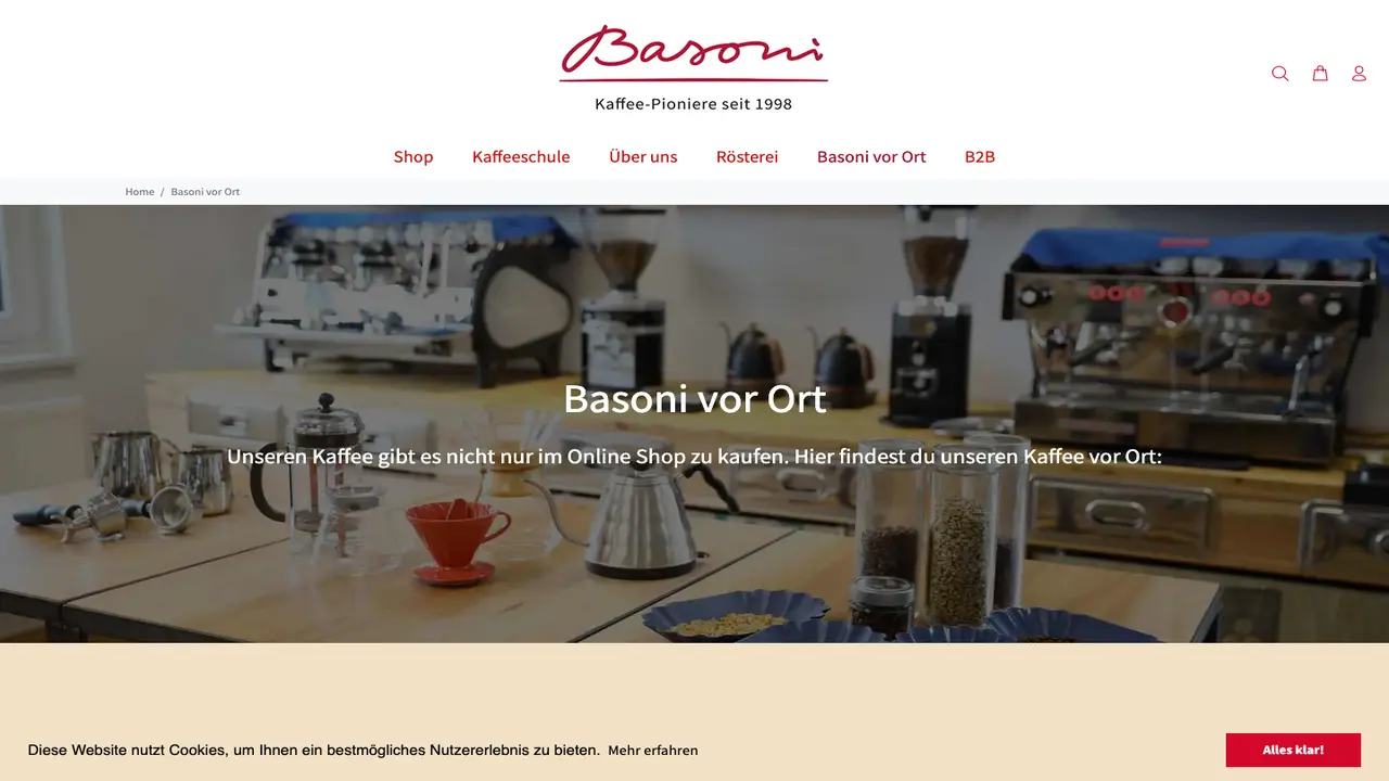 Website der Caffe Torino