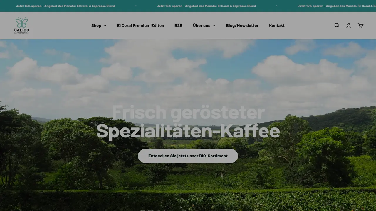 Website der Caligo Kaffeerösterei