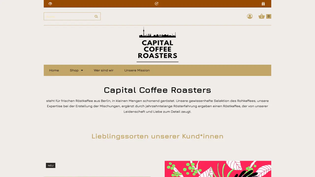 Website der Capital Coffee Roasters GmbH
