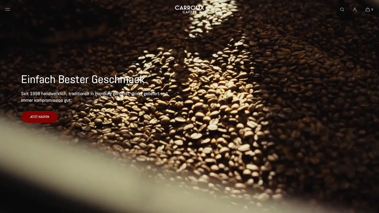 Website der Carroux Kaffeerösterei GmbH